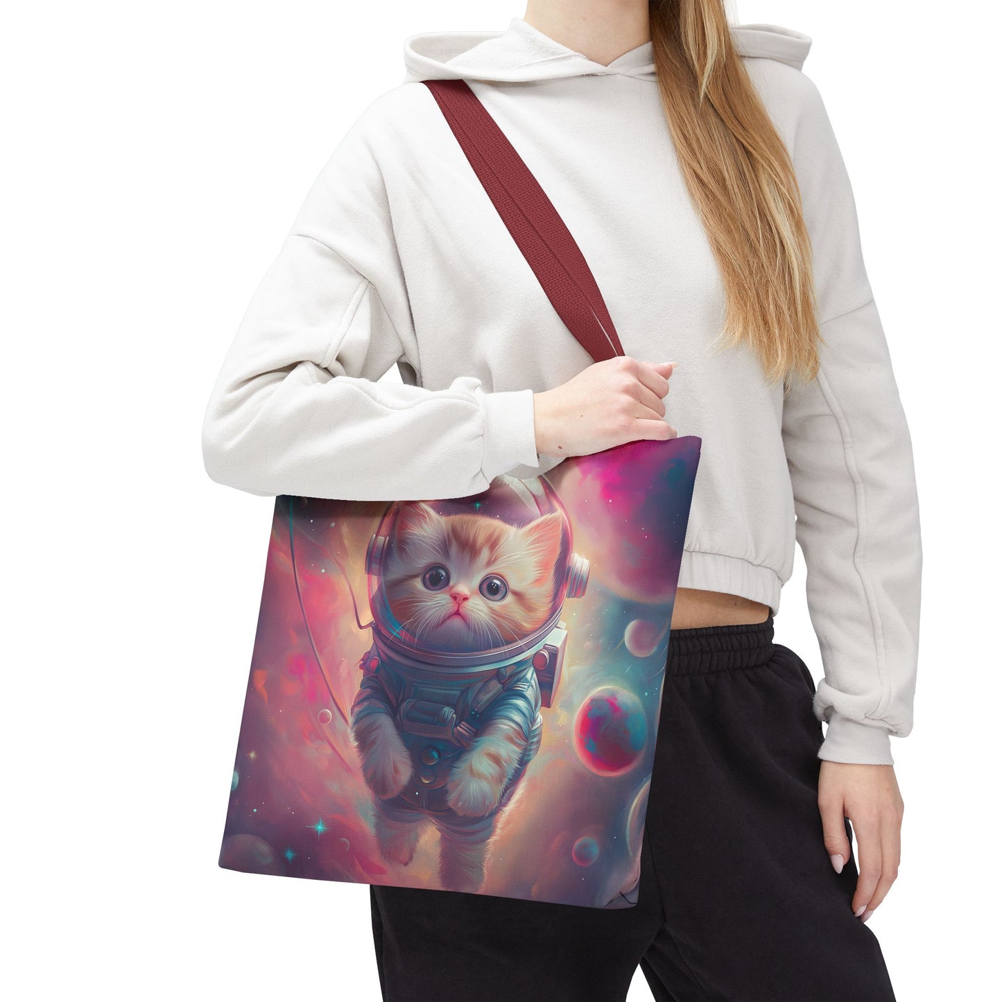 Cosmic Cat Astronaut Tote Bag | Unique Space Kitten Design for Cat Lovers