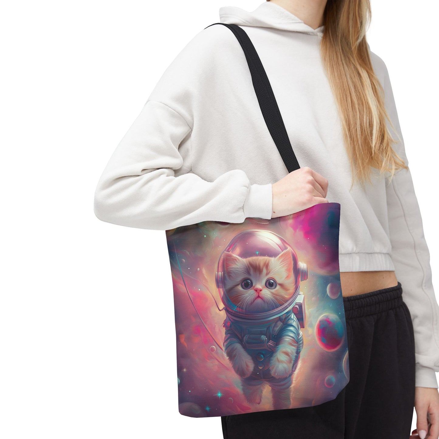 Cosmic Cat Astronaut Tote Bag | Unique Space Kitten Design for Cat Lovers