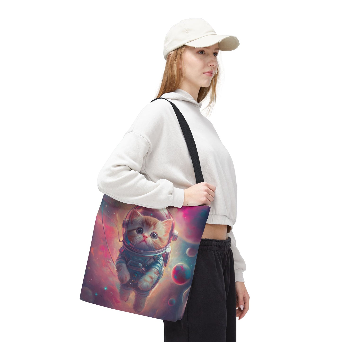 Cosmic Cat Astronaut Tote Bag | Unique Space Kitten Design for Cat Lovers