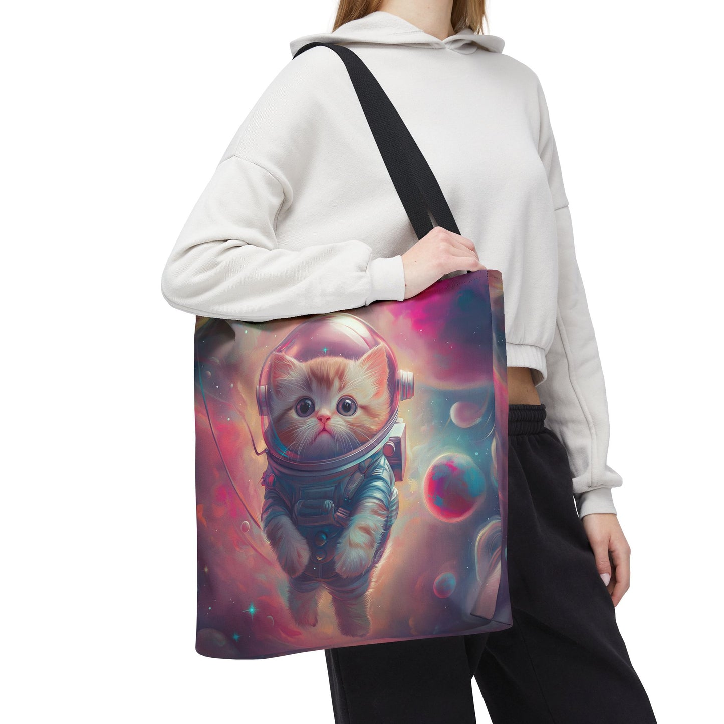 Cosmic Cat Astronaut Tote Bag | Unique Space Kitten Design for Cat Lovers